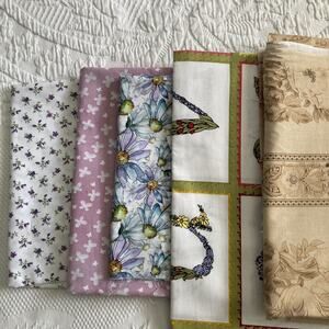 Sewing quilting fabric lot of 5 half yard to full yard pieces 100% cotton prints